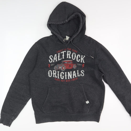 Saltrock Men's Black Pullover Hoodie, M, Graphic Logo