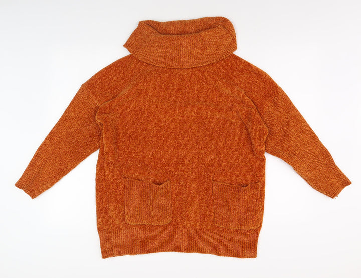 Klass Women's Orange Roll Neck Pullover Jumper, M