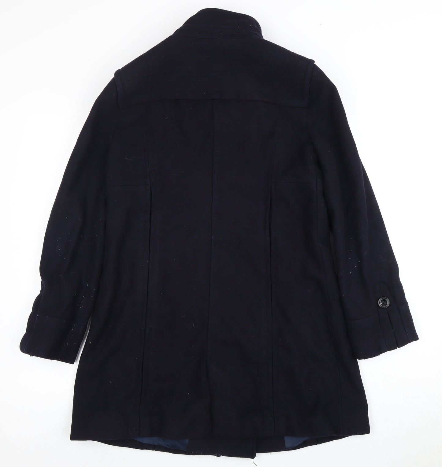 Zara Women's Black Wool Blend Overcoat Size 12