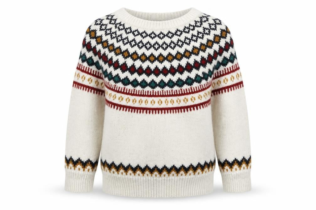 Front view of Gap girls’ ivory fair isle jumper 2 years