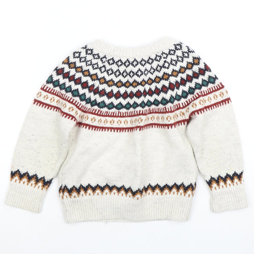 Gap Girls Ivory Fair Isle Pullover Jumper 2 Years