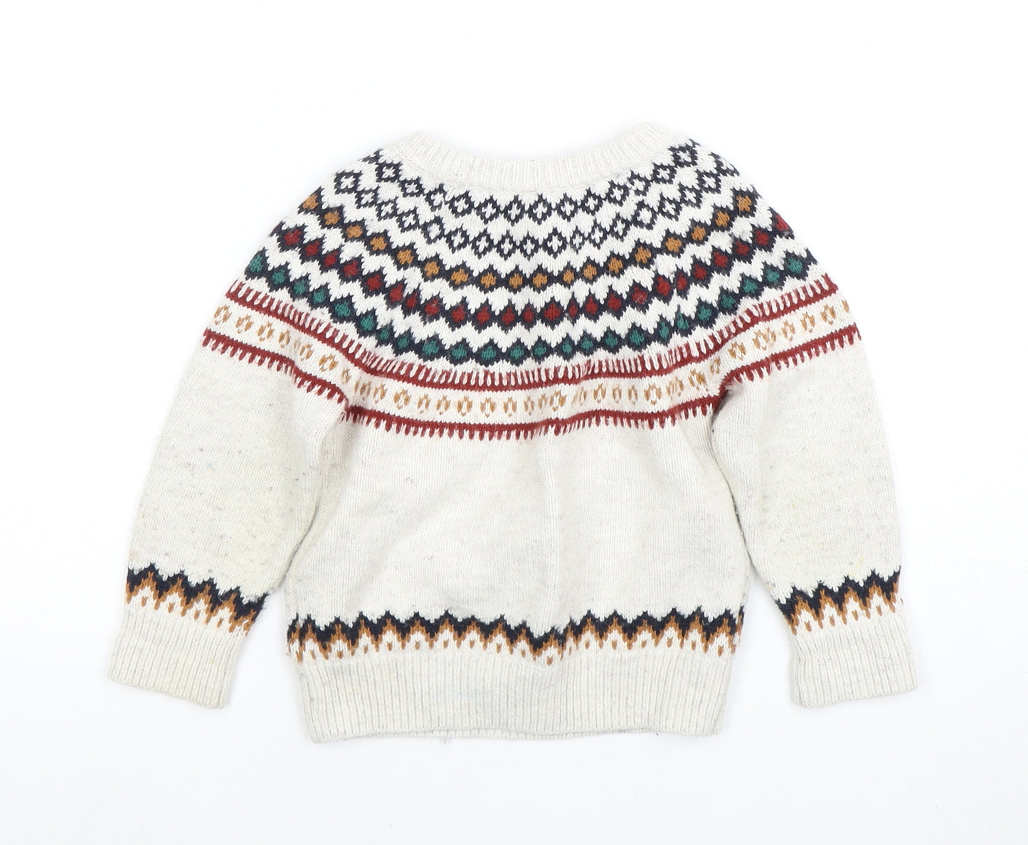 Gap Girls Ivory Fair Isle Pullover Jumper 2 Years