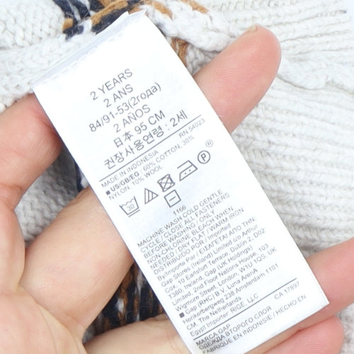 Gap Girls Ivory Fair Isle Pullover Jumper 2 Years
