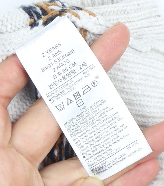 Gap Girls Ivory Fair Isle Pullover Jumper 2 Years