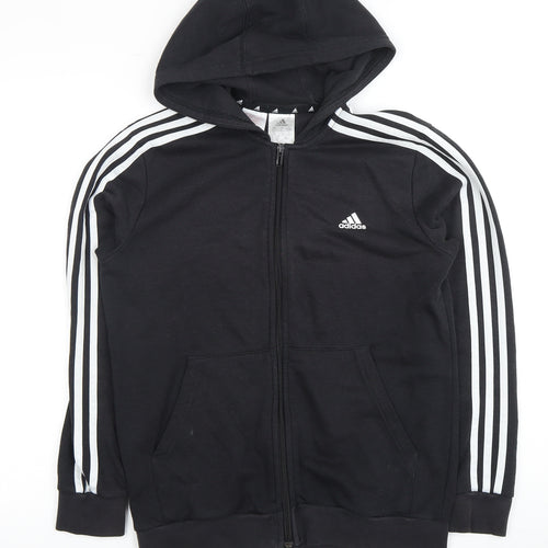 Adidas Boys Black Full Zip Hoodie 13-14 Years with Logo