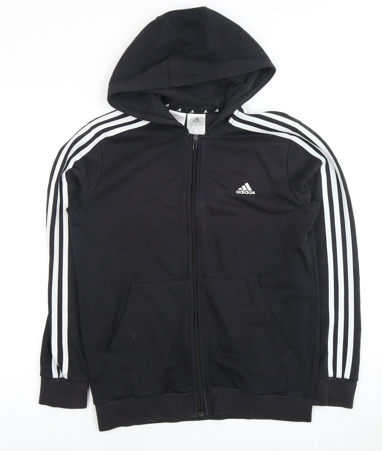 Adidas Boys Black Full Zip Hoodie 13-14 Years with Logo