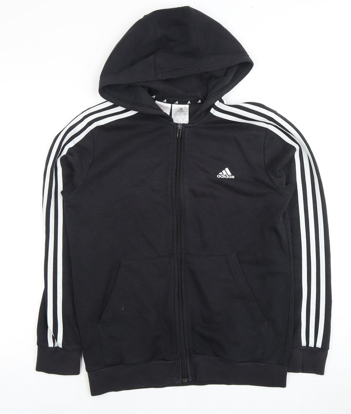 Adidas Boys Black Full Zip Hoodie 13-14 Years with Logo