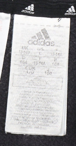 Adidas Boys Black Full Zip Hoodie 13-14 Years with Logo