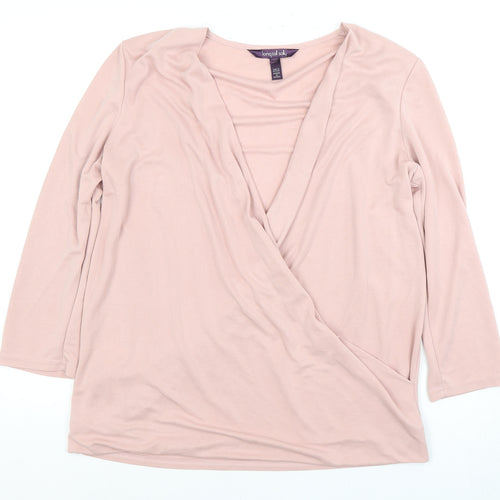 Long Tall Sally Women's Pink Wrap Blouse, S, V-Neck