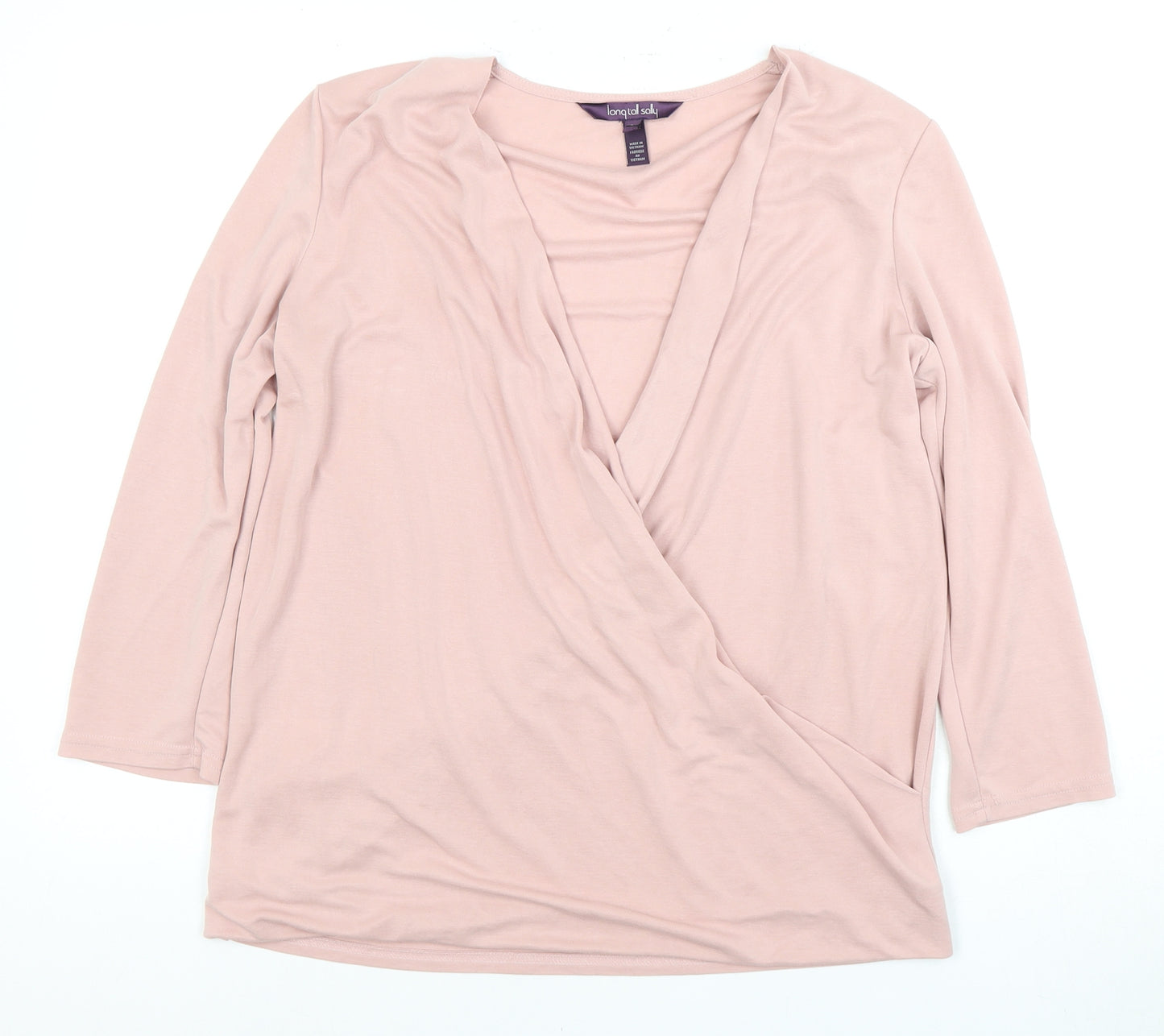 Long Tall Sally Women's Pink Wrap Blouse, S, V-Neck