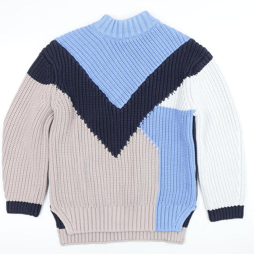 H&M Women's Blue High Neck Pullover Jumper, Size 6