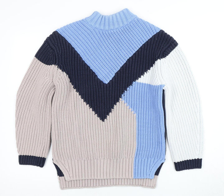 H&M Women's Blue High Neck Pullover Jumper, Size 6