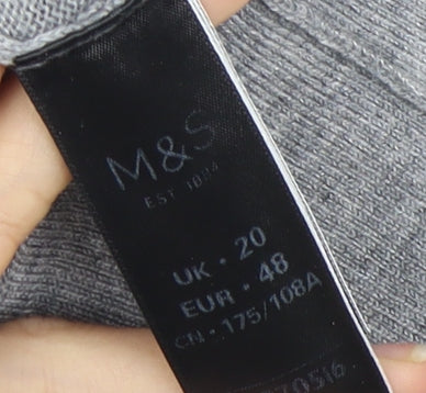 Marks and Spencer Women's Grey Cardigan, Size 20, Chunky-Knit