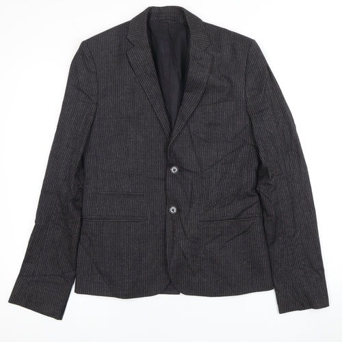 AllSaints Men's Black Wool Stripe Blazer - Size 36