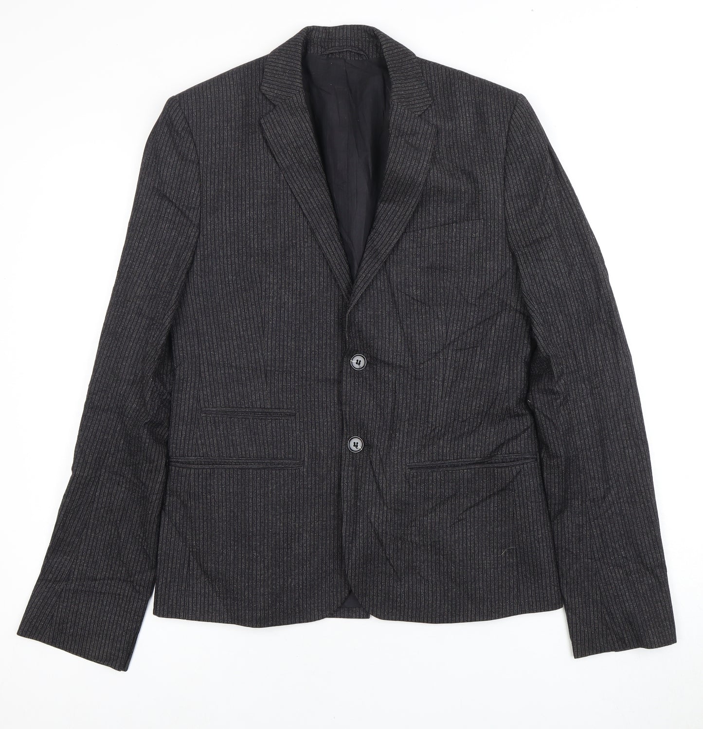AllSaints Men's Black Wool Stripe Blazer - Size 36