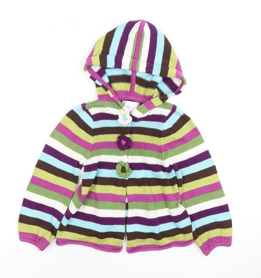 Jillian's Closet Girls Multicoloured Hooded Cardigan, Size 2 Years