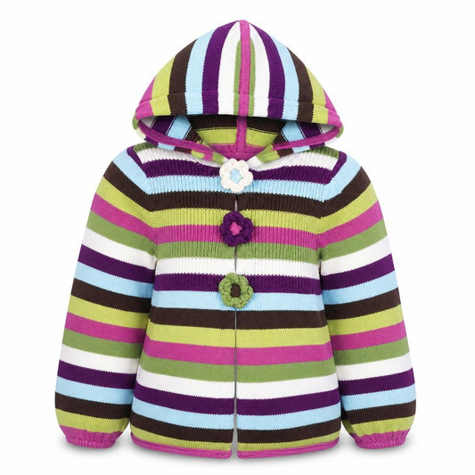 Front view of Jillian's Closet girls’ multicoloured hooded cardigan, size 2, years