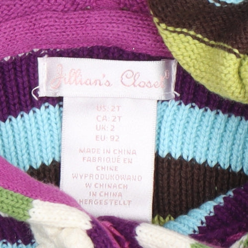 Jillian's Closet Girls Multicoloured Hooded Cardigan, Size 2 Years