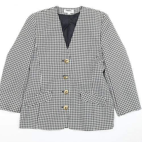 Fellini Women's Black Houndstooth Blazer Size 14