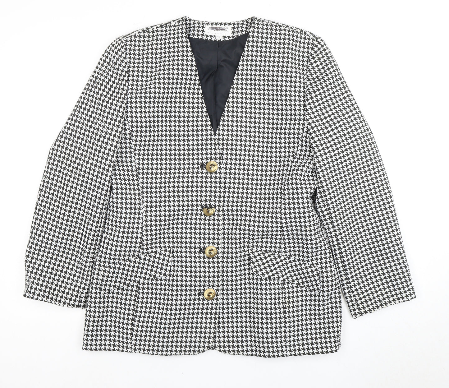 Fellini Women's Black Houndstooth Blazer Size 14