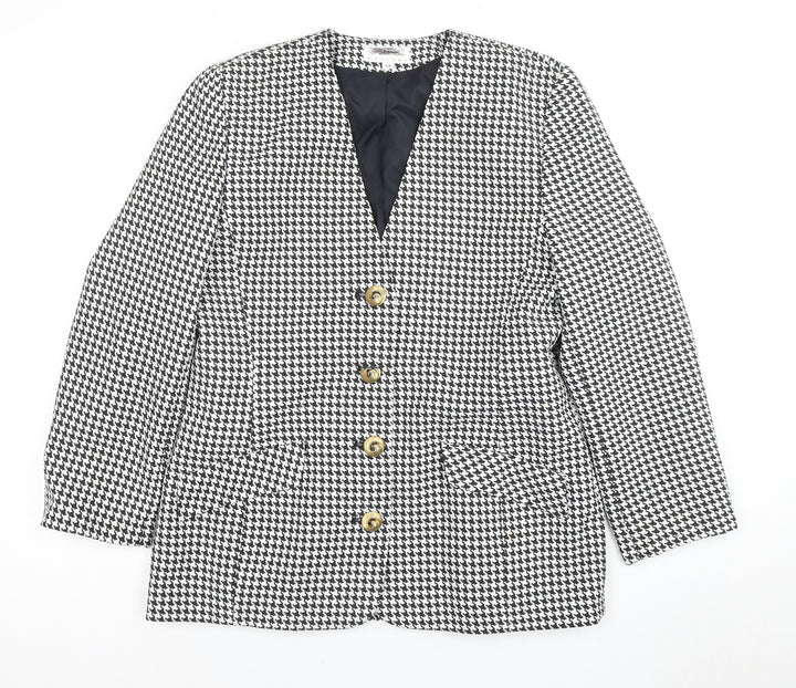 Fellini Women's Black Houndstooth Blazer Size 14