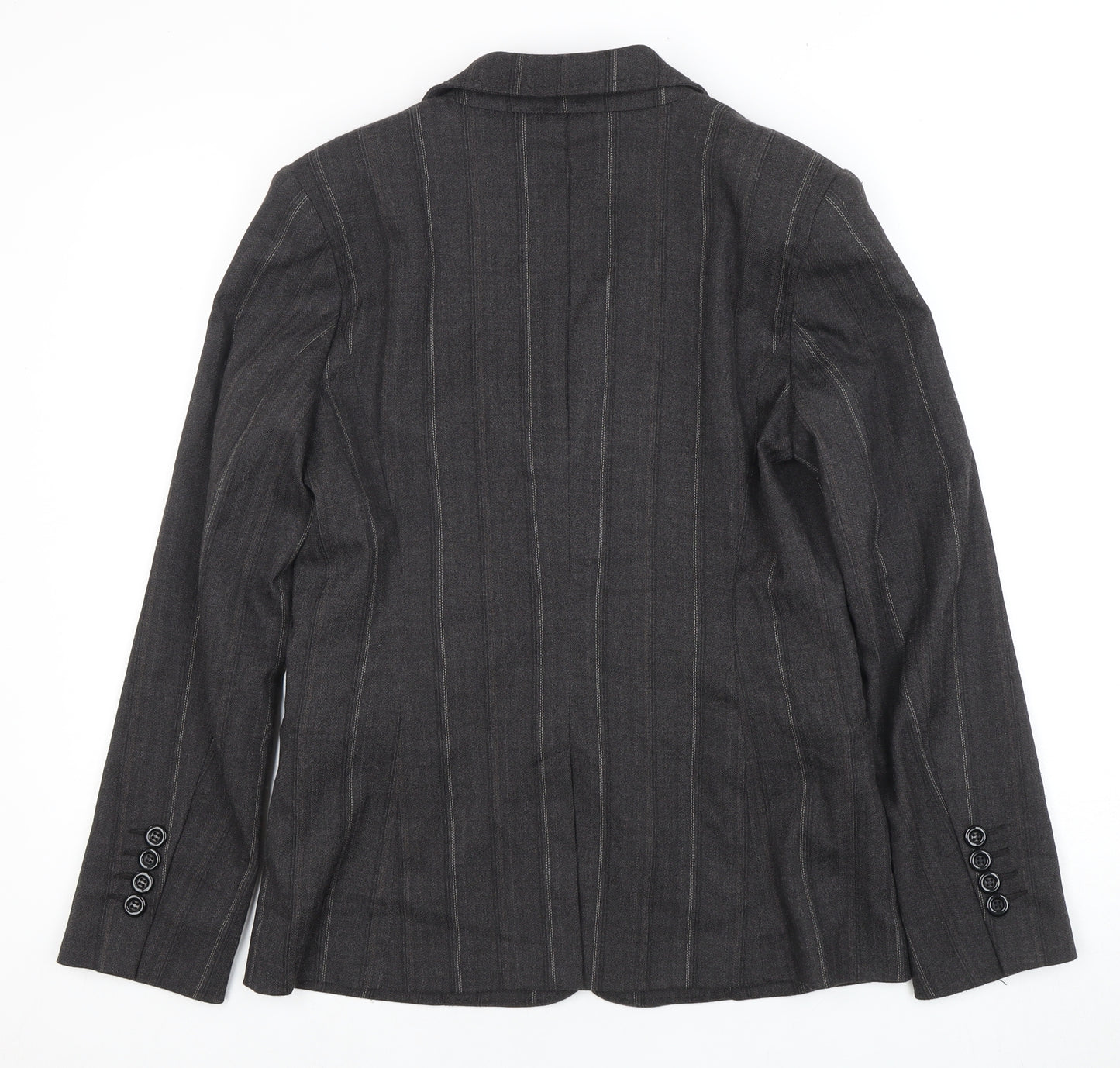 PassPort Women's Grey Pinstripe Blazer, Size 12, One-Button