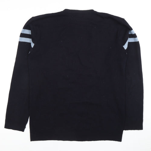 LUCA Men's Black Pullover Jumper, L, Crew Neck