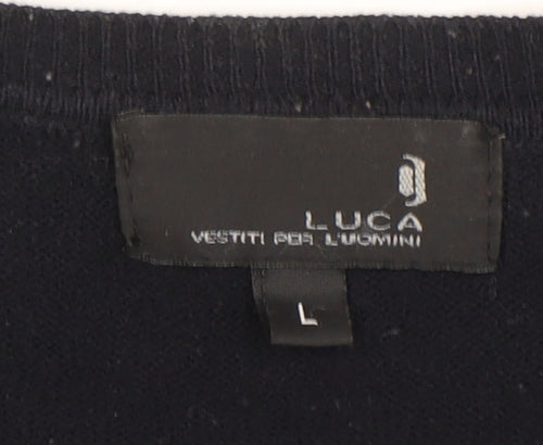 LUCA Men's Black Pullover Jumper, L, Crew Neck