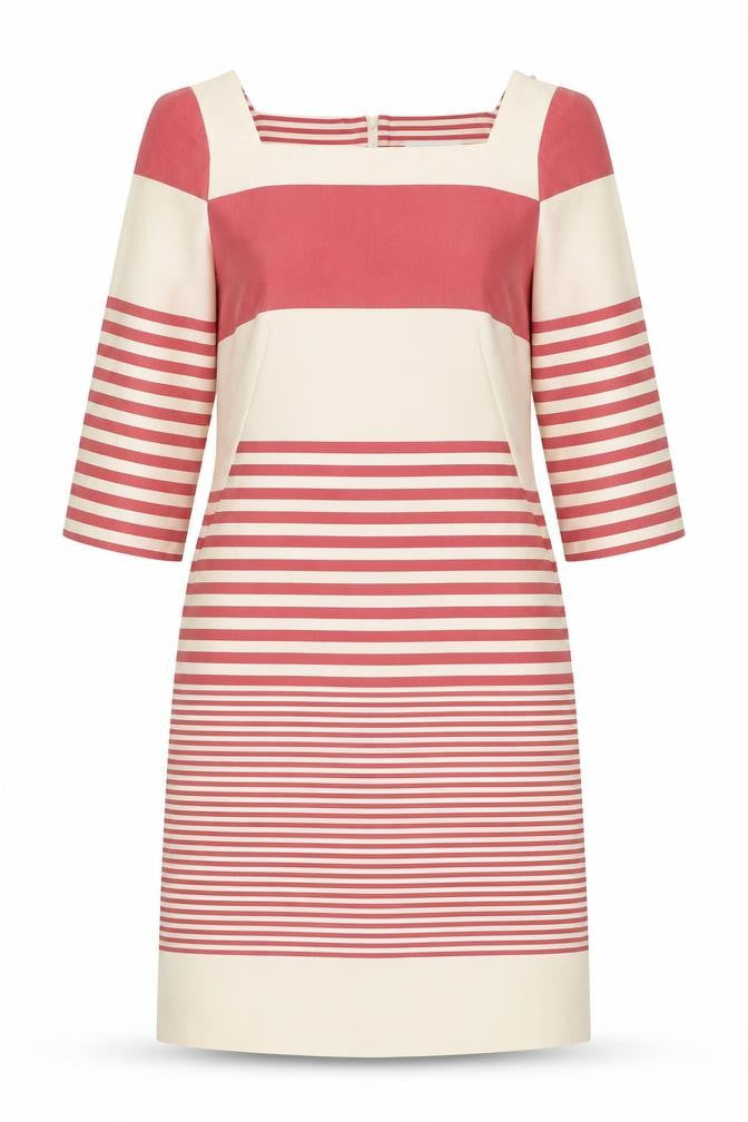 Front view of Marcellino Women's Striped Shift Dress, size 14, Multicoloured
