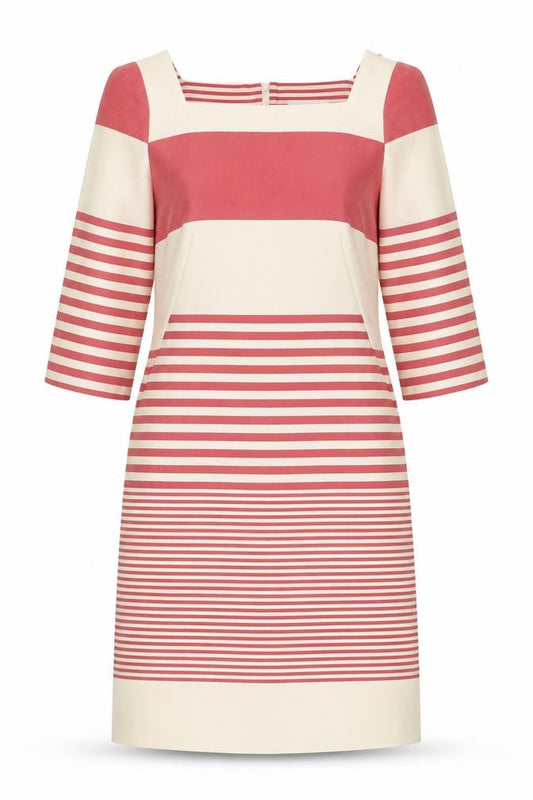 Front view of Marcellino Women's Striped Shift Dress, size 14, Multicoloured