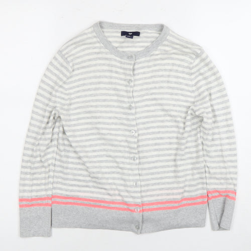 Gap Women’s Grey Striped Cardigan, Size S, Cotton Knit