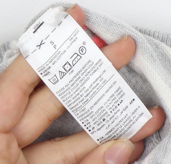 Gap Women’s Grey Striped Cardigan, Size S, Cotton Knit