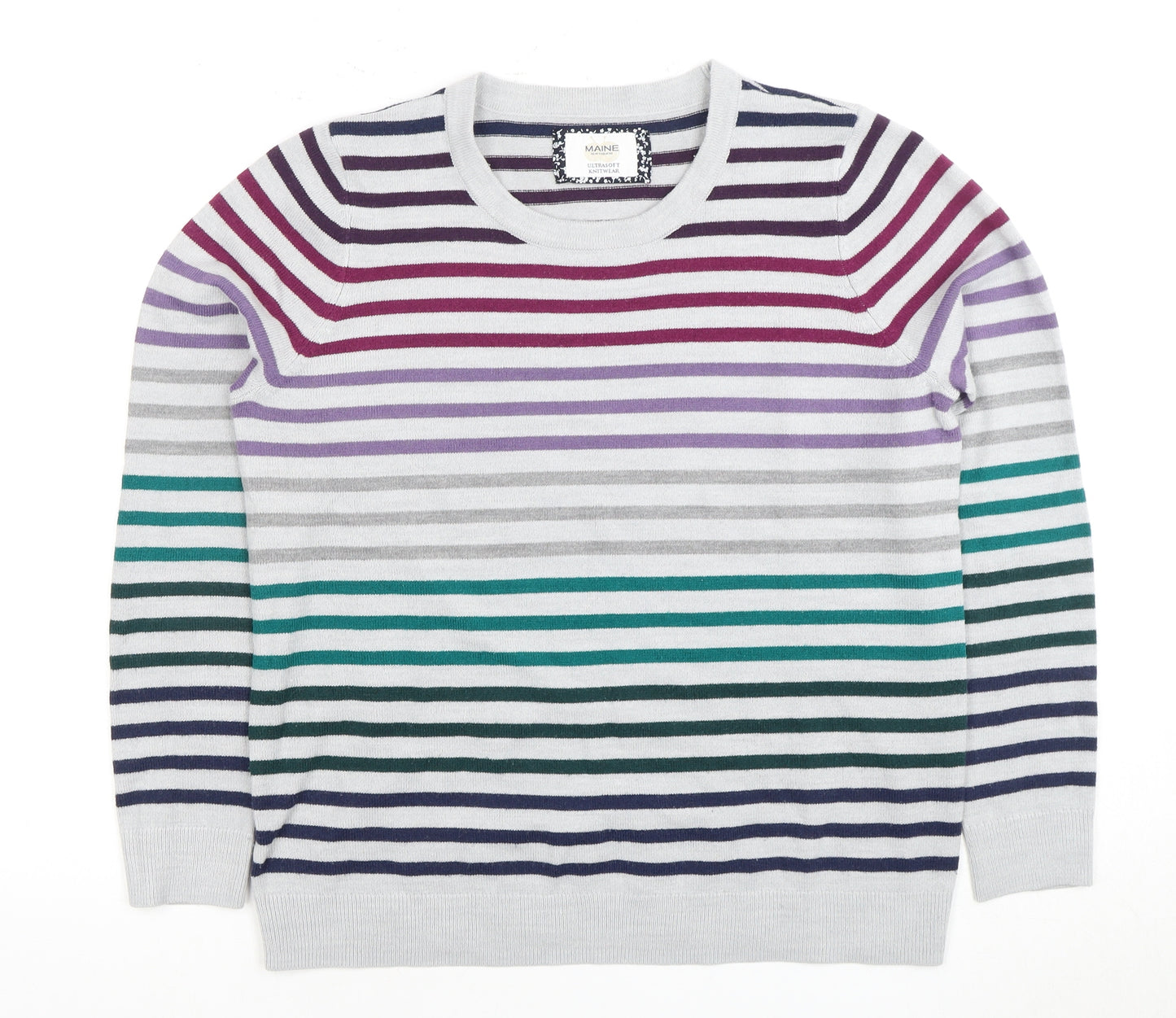 Maine Women's Multicoloured Striped Pullover Jumper Size 14