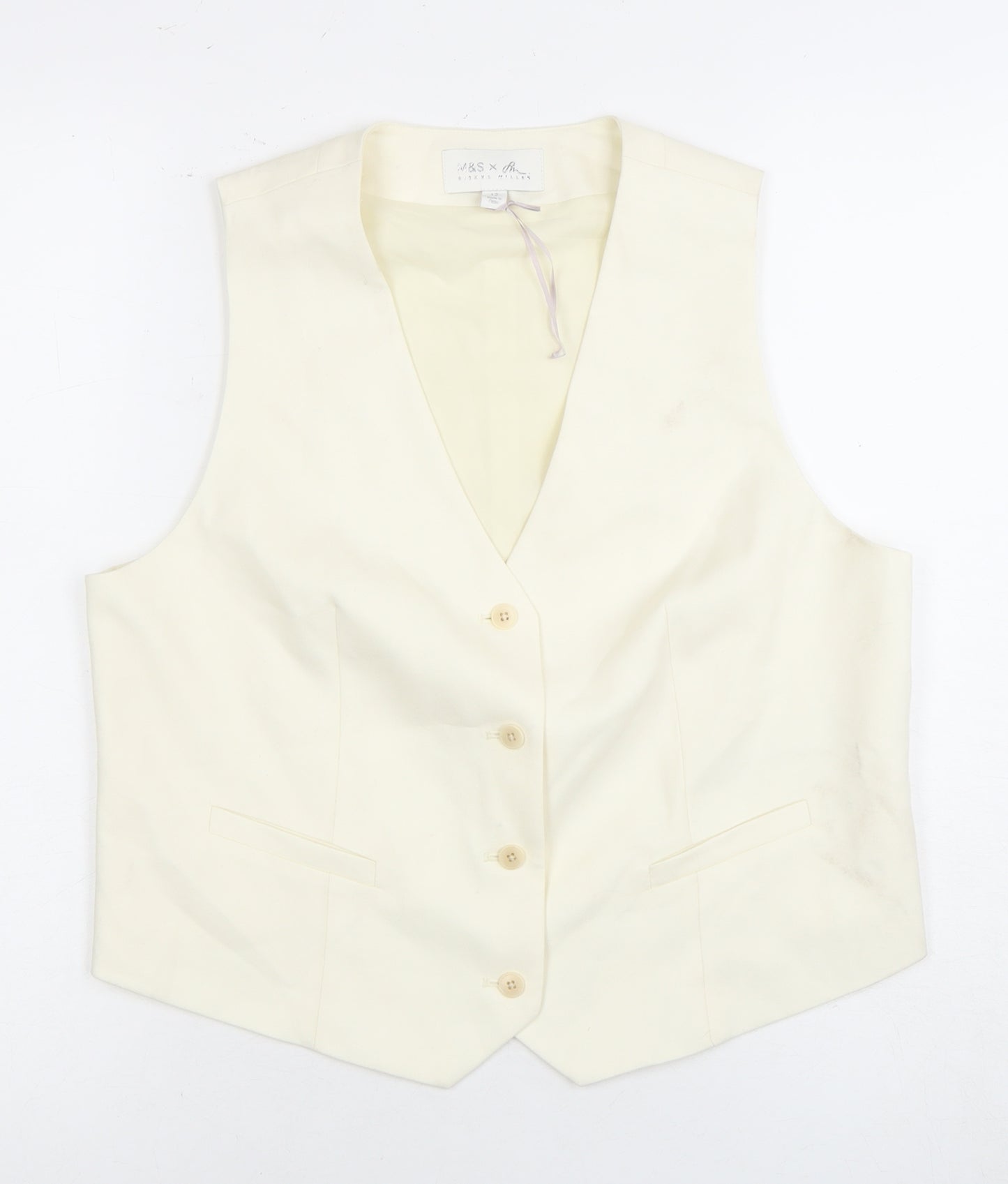 Ivory Wool Blend Suit Waistcoat Women Size 12