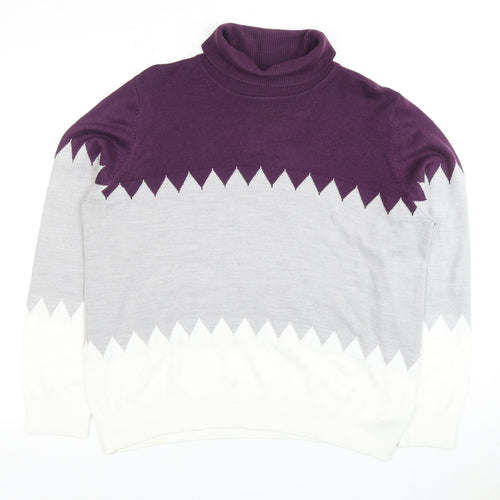 Marks and Spencer Women's Purple Roll Neck Jumper, Size 16