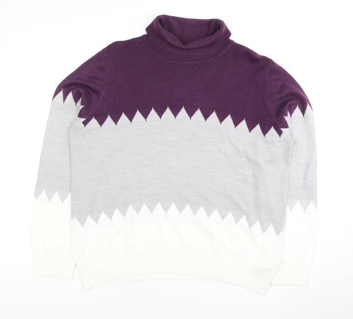 Marks and Spencer Women's Purple Roll Neck Jumper, Size 16