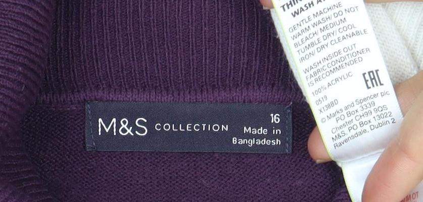 Marks and Spencer Women's Purple Roll Neck Jumper, Size 16