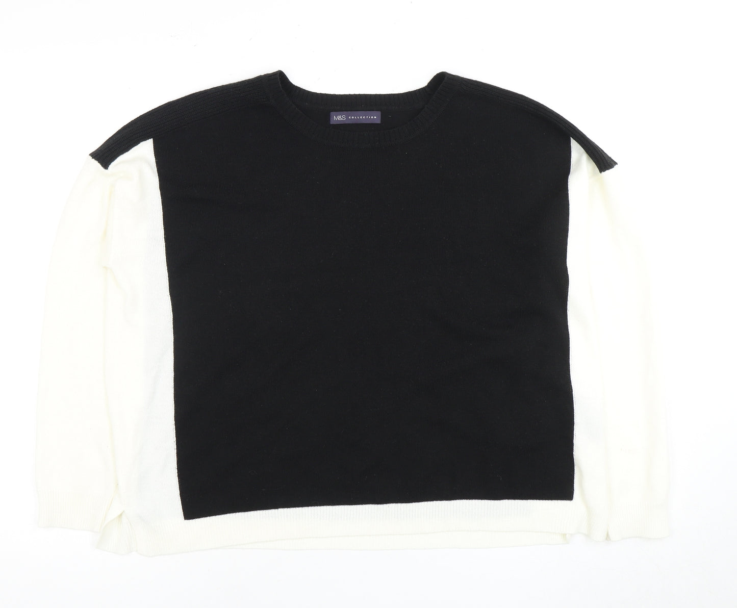 Marks and Spencer Women's Black and White Pullover Jumper Size 18