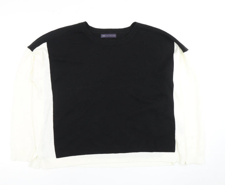 Marks and Spencer Women's Black and White Pullover Jumper Size 18