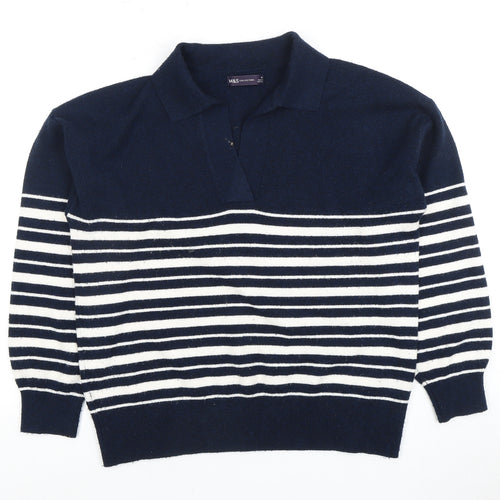 Marks and Spencer Women's Blue Striped Pullover Jumper
