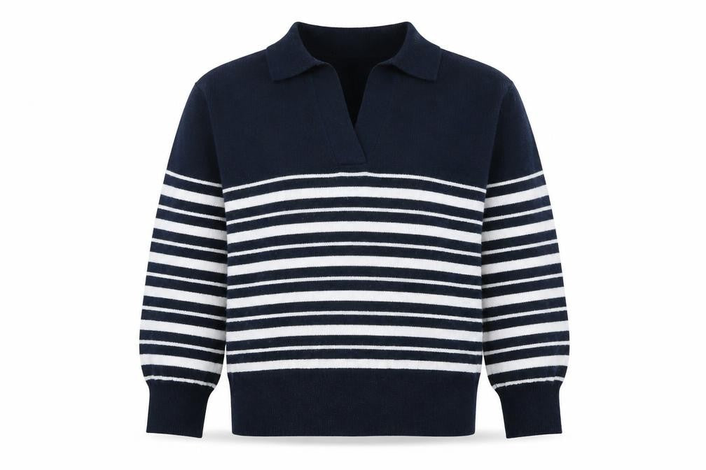 Front view of Marks & Spencer Women's Blue Striped jumper