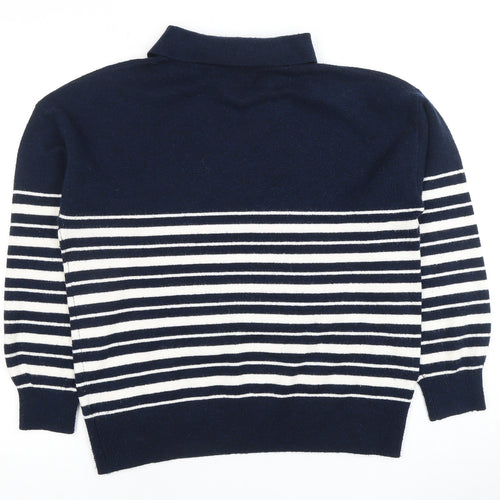 Marks and Spencer Women's Blue Striped Pullover Jumper