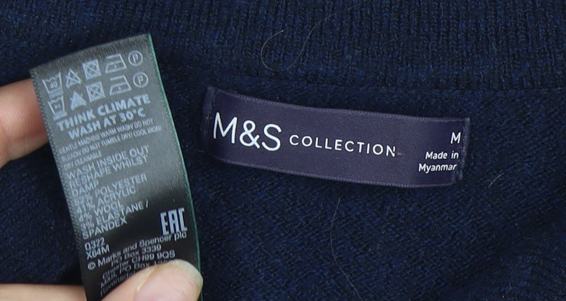 Marks and Spencer Women's Blue Striped Pullover Jumper
