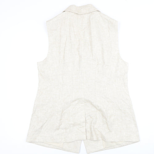 Marks and Spencer Women's Beige Linen Waistcoat Size 14
