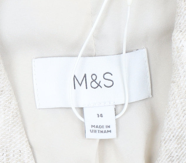 Marks and Spencer Women's Beige Linen Waistcoat Size 14