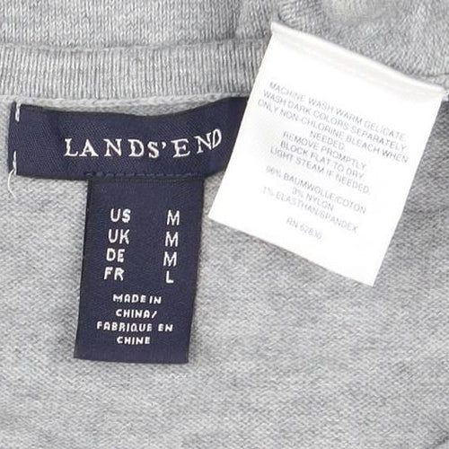 Lands' End Grey Basic Crew Neck T-Shirt - Unisex M
