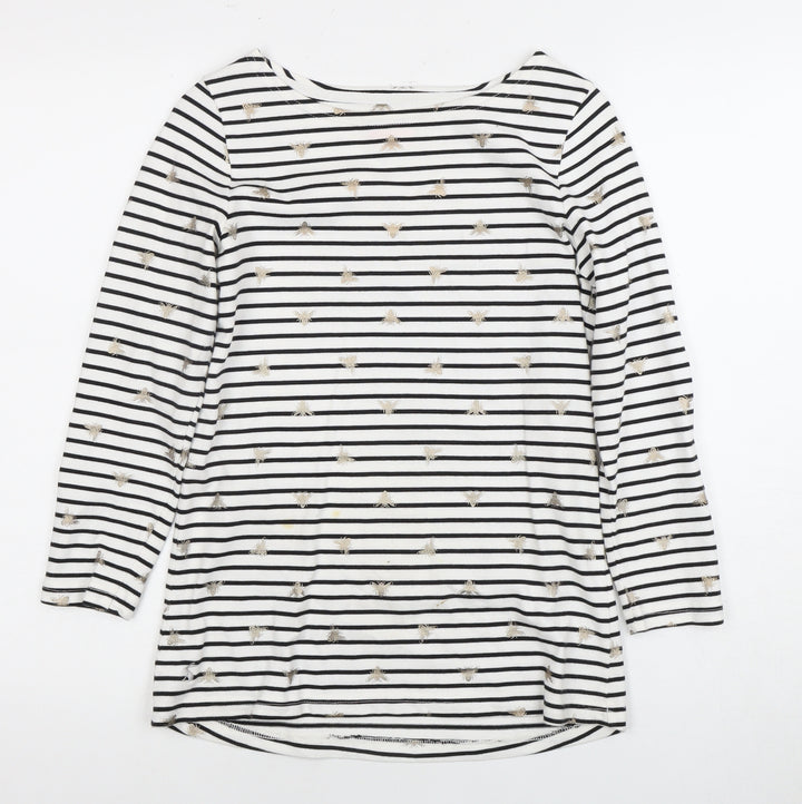 Joules Women's Striped T-Shirt, Black/White, Size 8