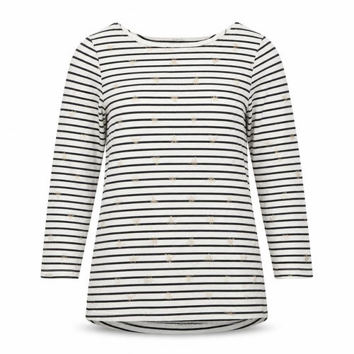 Joules Women's Striped T-Shirt, Black/White, Size 8