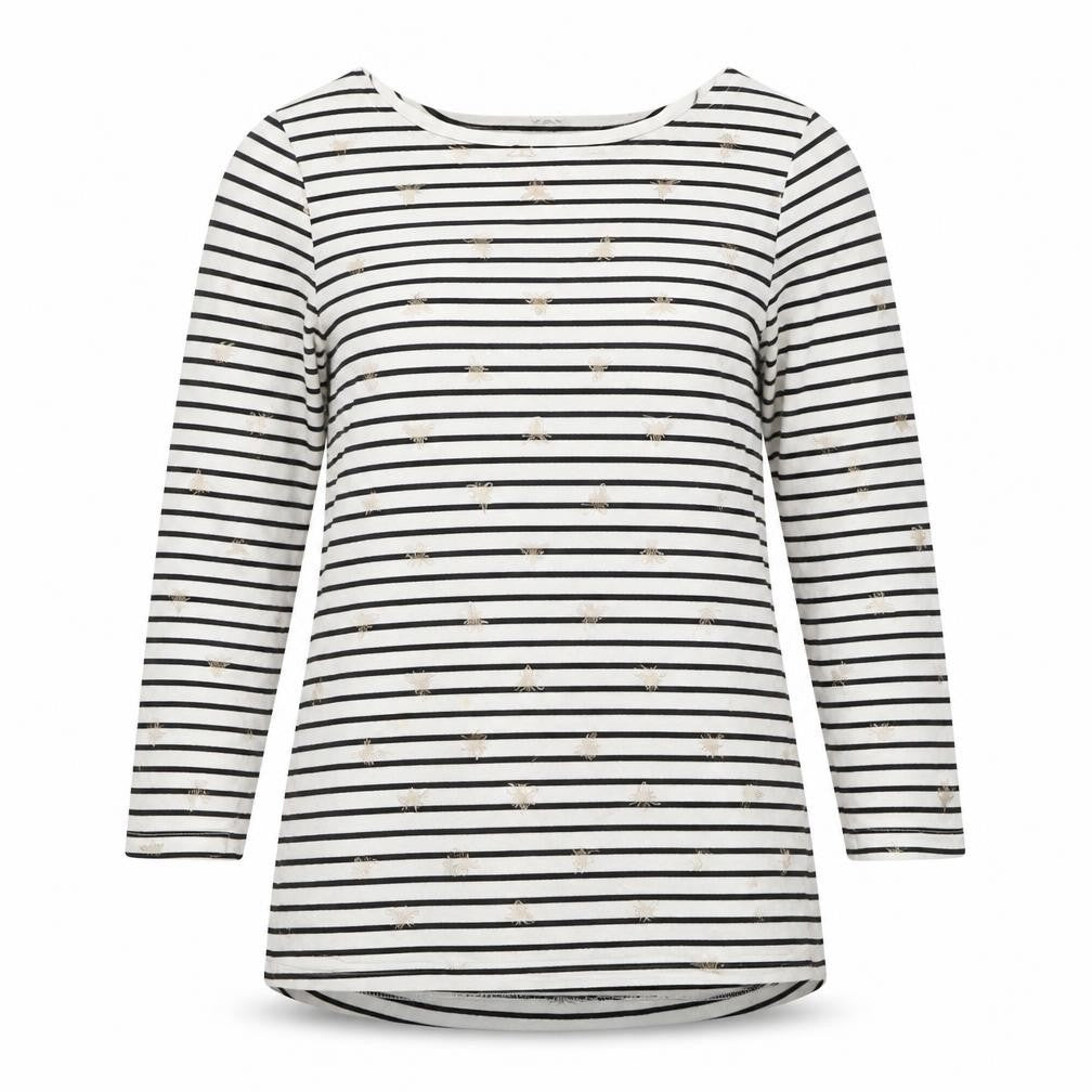 Joules Women's Striped T-Shirt, Black/White, Size 8