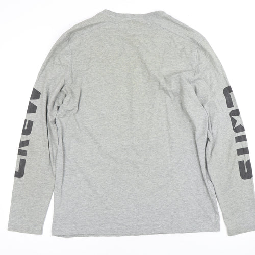 Converse Men's Grey Long Sleeve T-Shirt - Size M, Logo Accent